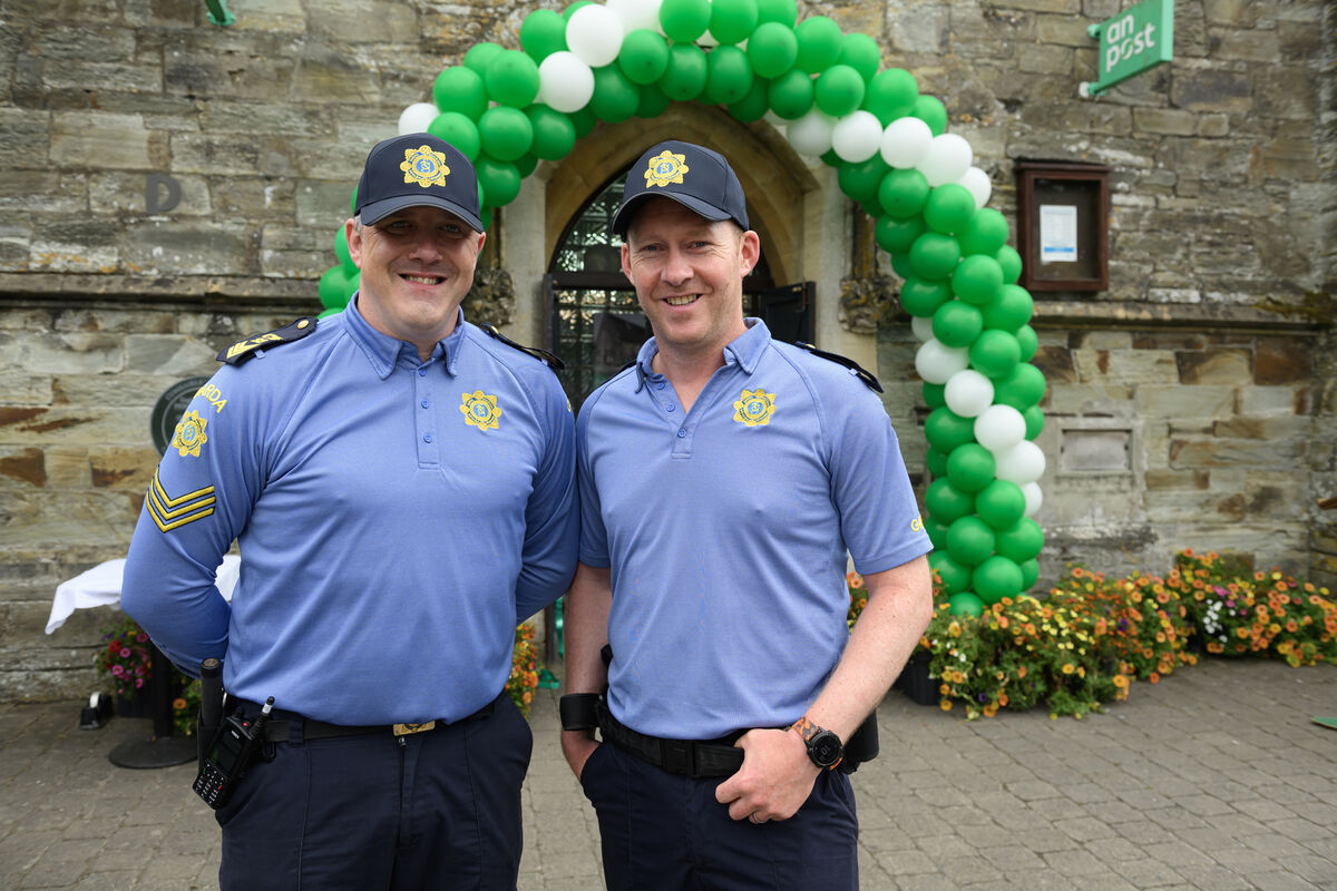 Sgt Donal Daly and Garda Donal McCormack at the Post Office on Edward Twomey Street, Clonakilty, celebrating its 100th anniversary. Picture Dan Linehan Sgt Donal Daly and Garda Donal McCormack at the Post Office on Edward Twomey Street, Clonakilty, celebrating its 100th anniversary. Picture Dan Linehan
