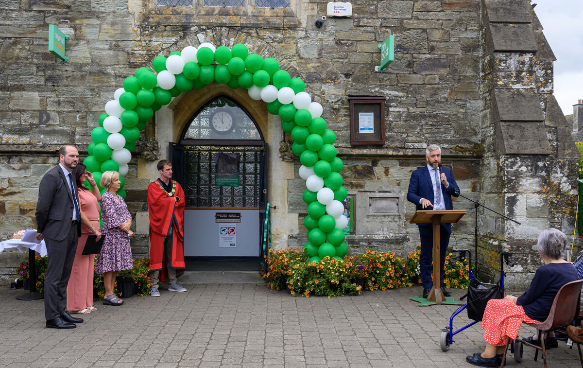 Minister of State Christopher O'Sullivan TD speaking outside the Post Office on Edward Twomey Street, Clonakilty, celebrating its 100th anniversary. Picture Dan Linehan Minister of State Christopher O'Sullivan TD speaking outside the Post Office on Edward Twomey Street, Clonakilty, celebrating its 100th anniversary. Picture Dan Linehan