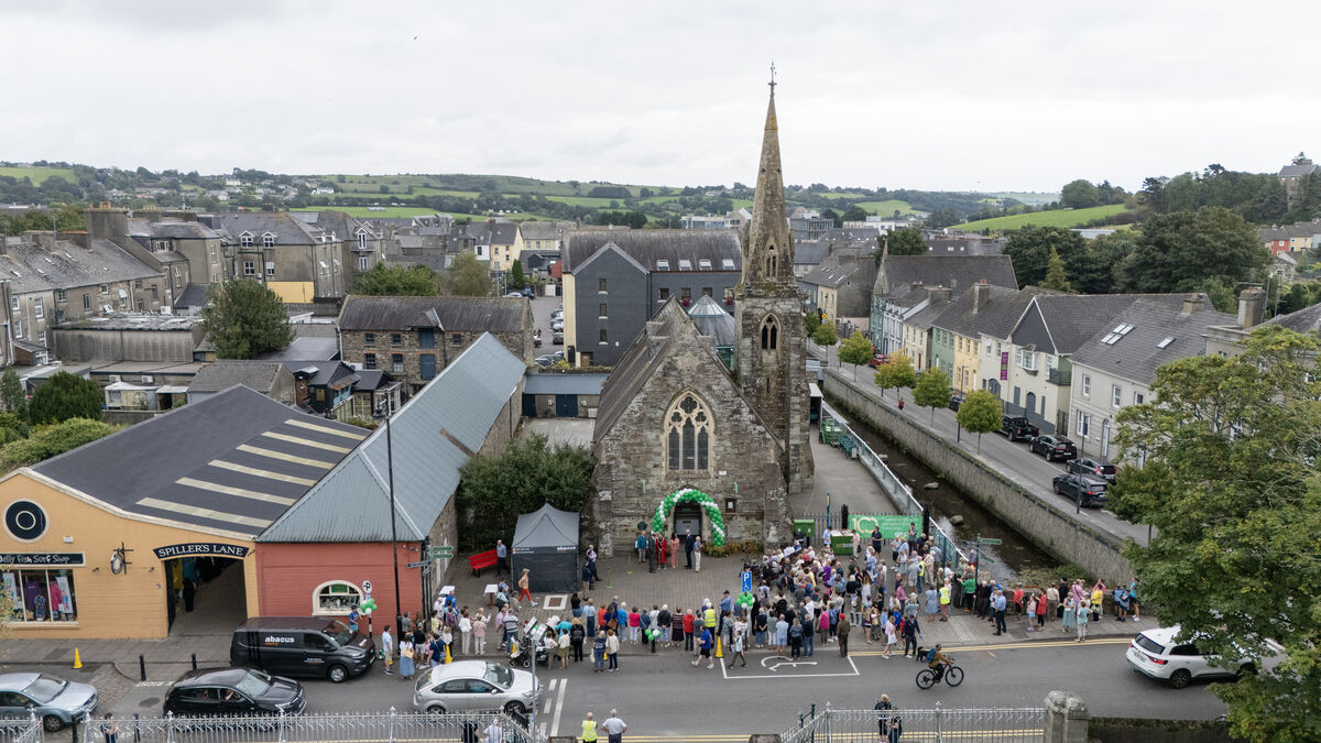 Members of the local community gather outside the Post Office on Edward Twomey Street, Clonakilty for its 100th year celebration. Picture Dan Linehan Members of the local community gather outside the Post Office on Edward Twomey Street, Clonakilty for its 100th year celebration. Picture Dan Linehan