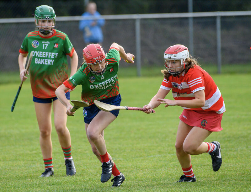 Judy Murphy, Ballinora breaking out of defence past Áine O'Donoghue, Courcey Rovers. Picture Dan Linehan Judy Murphy, Ballinora breaking out of defence past Áine O'Donoghue, Courcey Rovers. Picture Dan Linehan