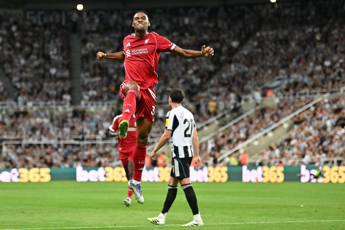 Liverpool's Dutch midfielder #38 Ryan Gravenberch celebrates after scoring the opening goal of the English Premier League match against Newcastle United at St James' Park in Newcastle-upon-Tyne, Picture: Getty Images Liverpool's Dutch midfielder #38 Ryan Gravenberch celebrates after scoring the opening goal of the English Premier League match against Newcastle United at St James' Park in Newcastle-upon-Tyne, Picture: Getty Images