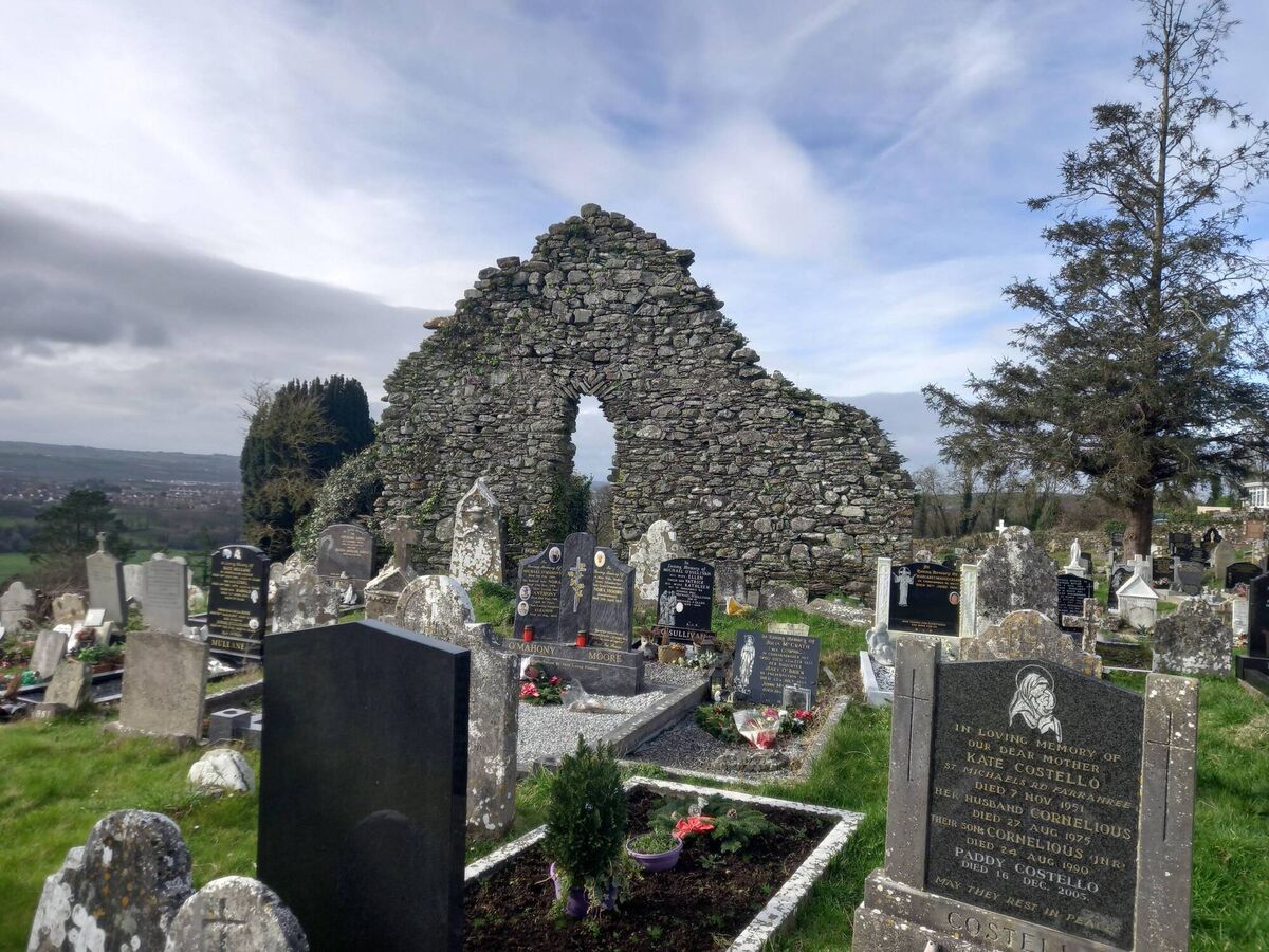 Remaining wall of the original church at Curraghkippane Cemetery Remaining wall of the original church at Curraghkippane Cemetery