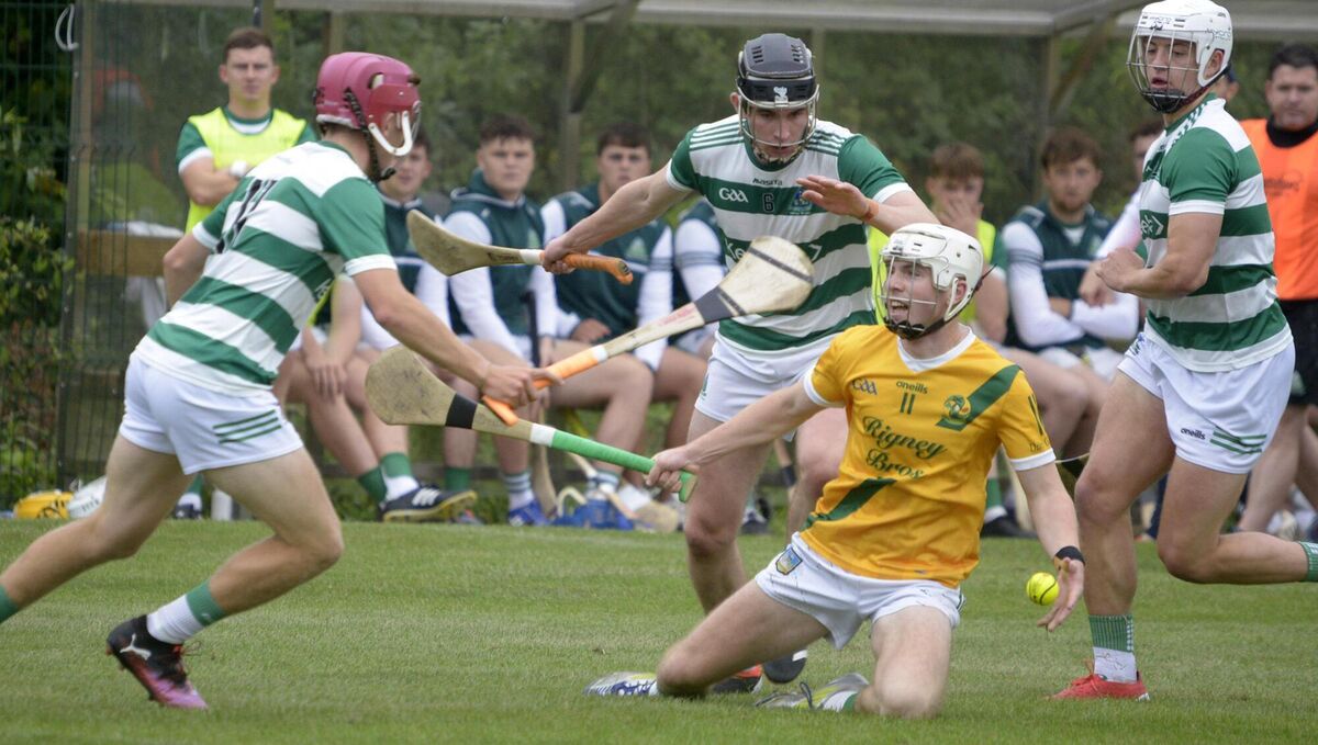 Dungourney's Jack Leahy pops a pass against Valley Rovers. Picture: Denis Boyle