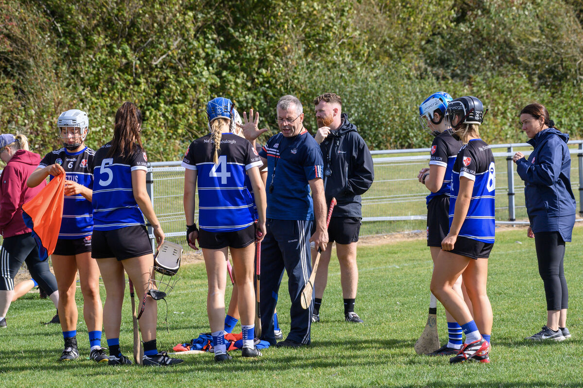 Denis Twomey chatting with members of the Sarsfields team prior to their clash with Éire Óg in their SE Systems Cork senior camogie championship match at Castle Road, Cork. Picture Dan Linehan Denis Twomey chatting with members of the Sarsfields team prior to their clash with Éire Óg in their SE Systems Cork senior camogie championship match at Castle Road, Cork. Picture Dan Linehan
