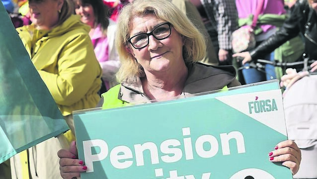 <p class="contextmenu internal_Caption">Bernadette Long, of Greenmount National School in Cork city, at a protest in support of school secretaries and caretakers in Dublin last week. 	<span class="contextmenu emphasis CaptionCredit">Picture: Conor McCabe Photography</span>
            </p>