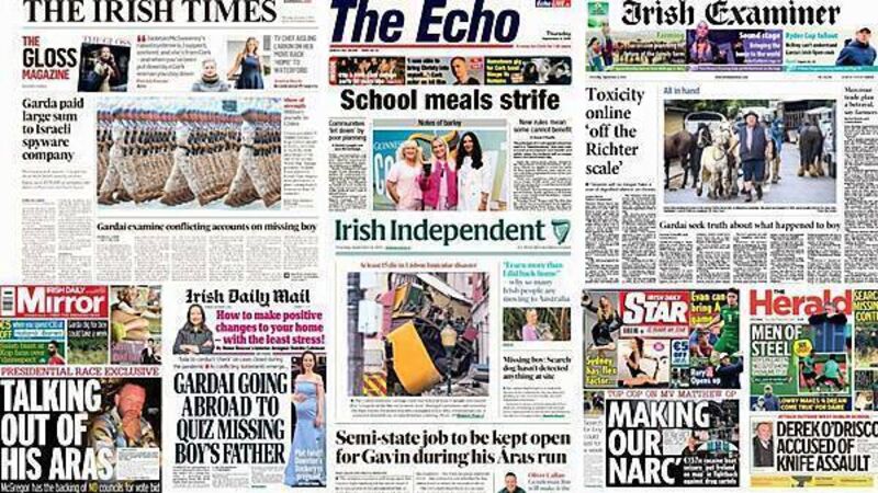 What the papers say: Thursday's front pages What the papers say: Thursday's front pages