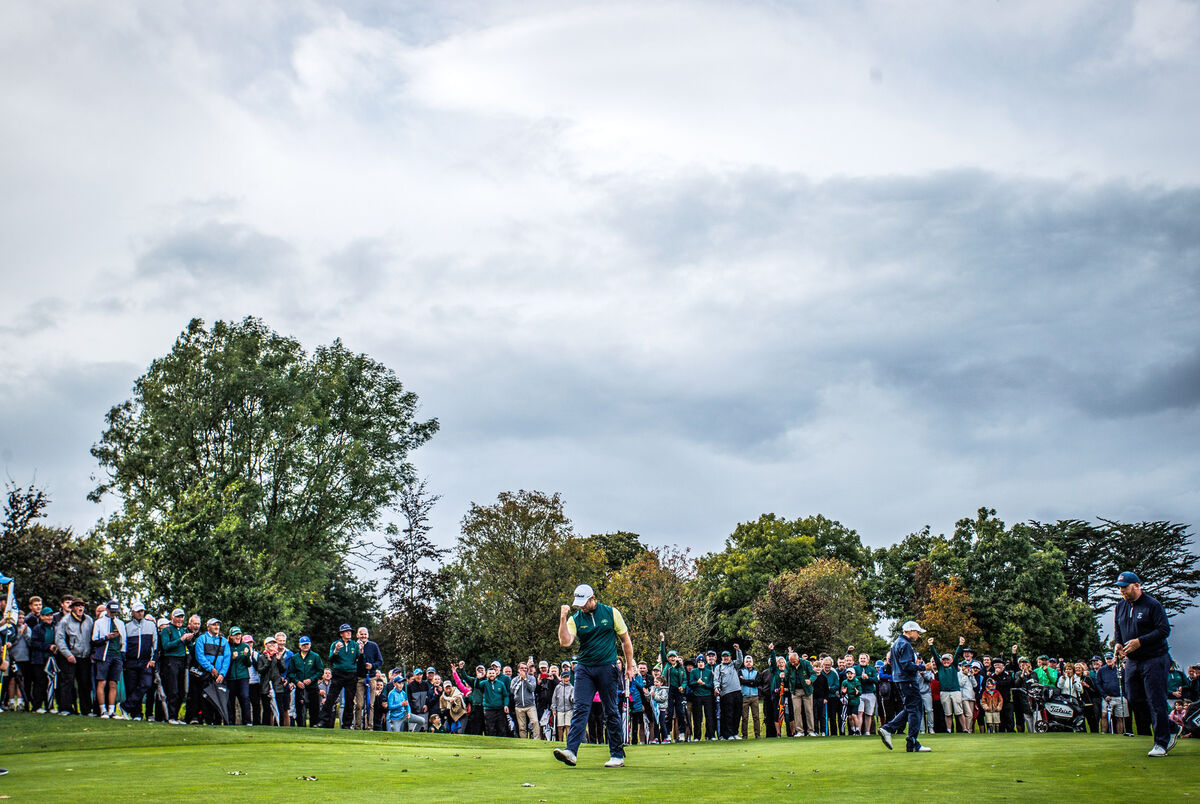 Peter O'Keeffe celebrates sinking a putt. Picture: INPHO/Tom Maher