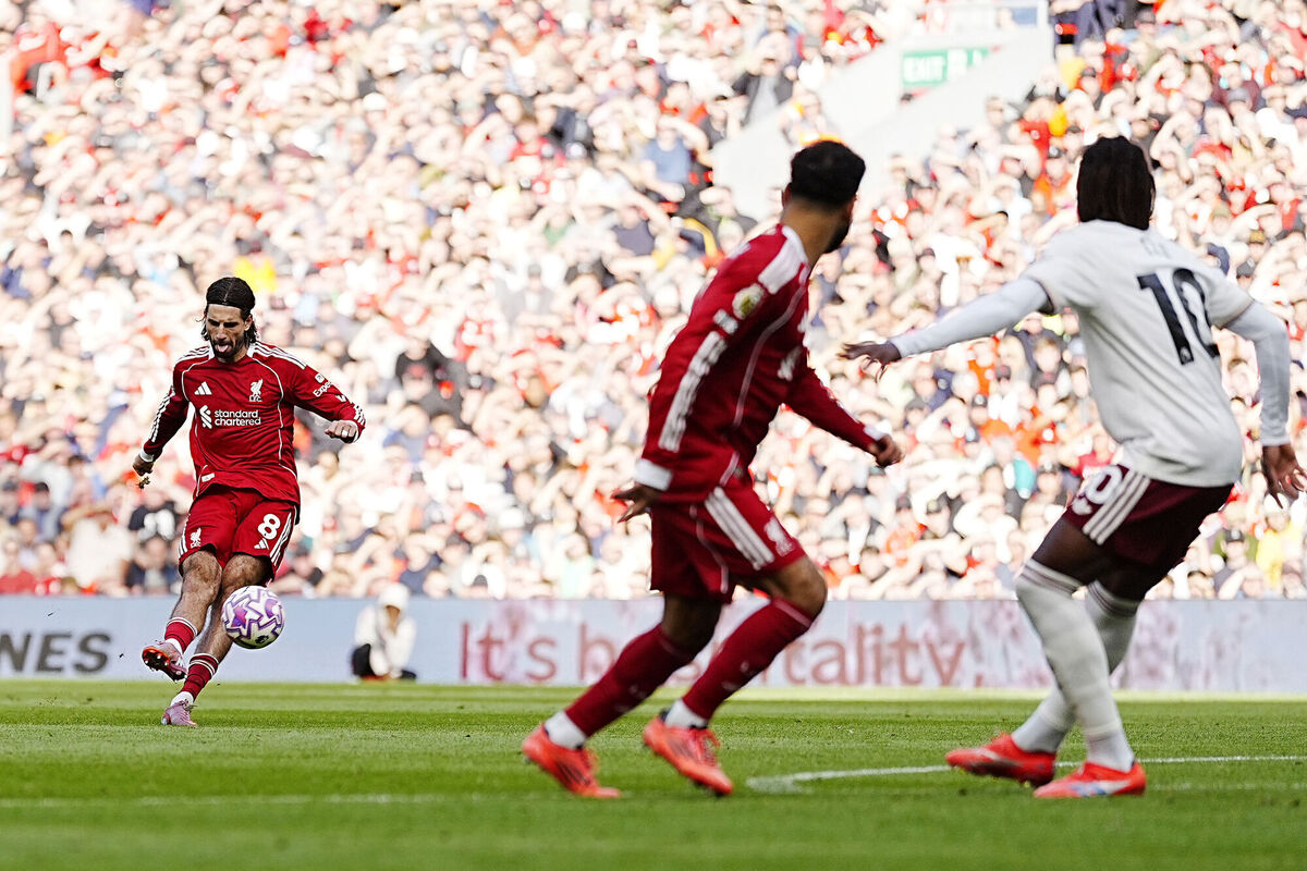 Liverpool's Dominik Szoboszlai scores from a free-kick during the Premier League match against Arsenal at Anfield, Liverpool. Picture: Peter Byrne/PA Wire Liverpool's Dominik Szoboszlai scores from a free-kick during the Premier League match against Arsenal at Anfield, Liverpool. Picture: Peter Byrne/PA Wire