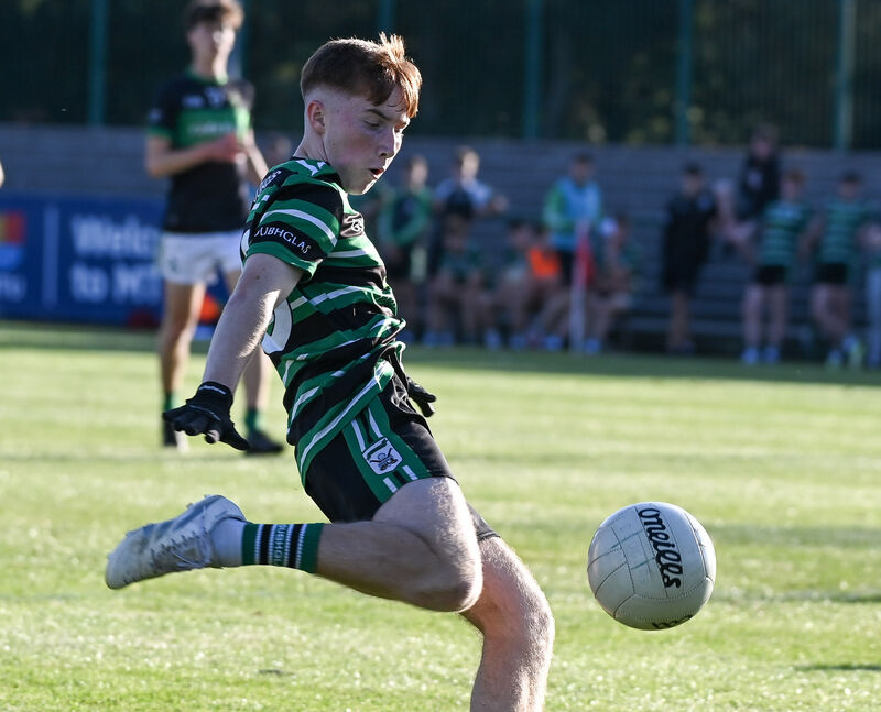 Douglas' Thomas Murray fires the ball to the Nemo net. Picture: David Keane.  Douglas' Thomas Murray fires the ball to the Nemo net. Picture: David Keane.
