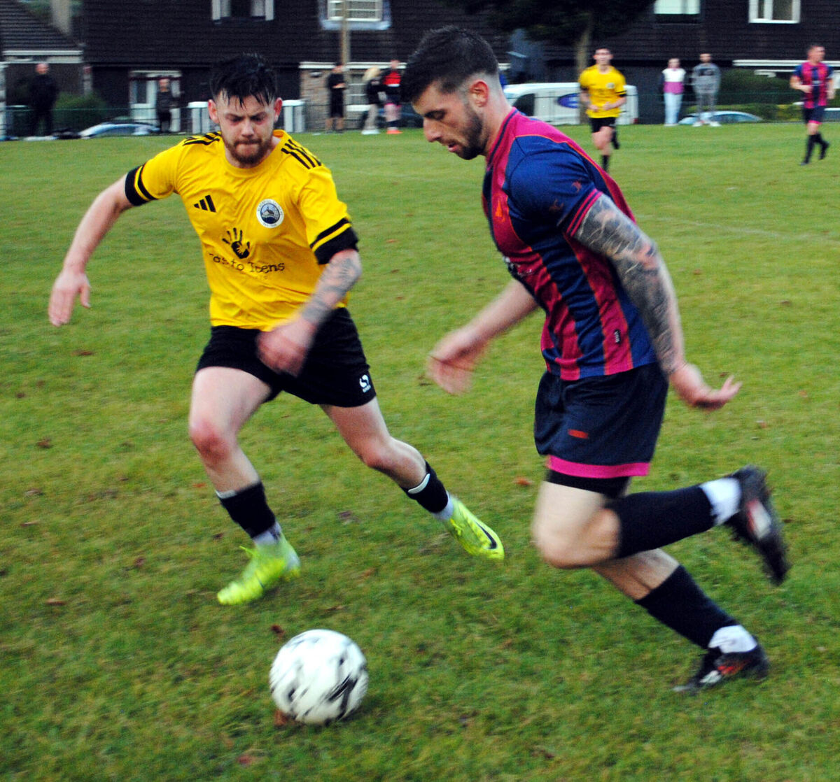 Cathedral Celtic's Kyle O'Callaghan in control of possession against Blackpool Celtic at Popham's Road. Cathedral Celtic's Kyle O'Callaghan in control of possession against Blackpool Celtic at Popham's Road.