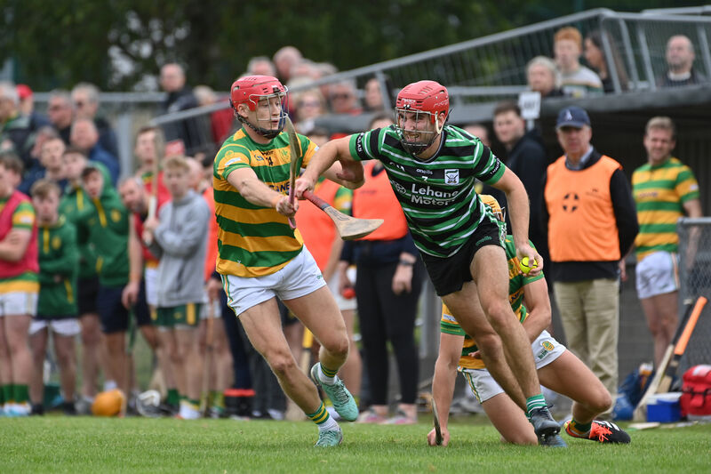 Alan Connolly, Blackrock, getting in a tackle on Brian O'Neill of Douglas. Picture: Dan Linehan Alan Connolly, Blackrock, getting in a tackle on Brian O'Neill of Douglas. Picture: Dan Linehan