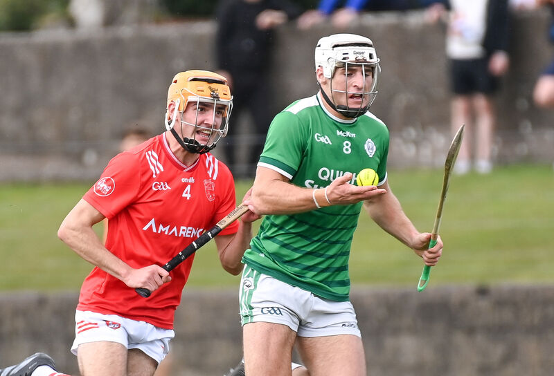 Ballincollig's Brian Keating tries to get away from Castlemartyr's Daragh Leahy. Picture: David Keane. Ballincollig's Brian Keating tries to get away from Castlemartyr's Daragh Leahy. Picture: David Keane.