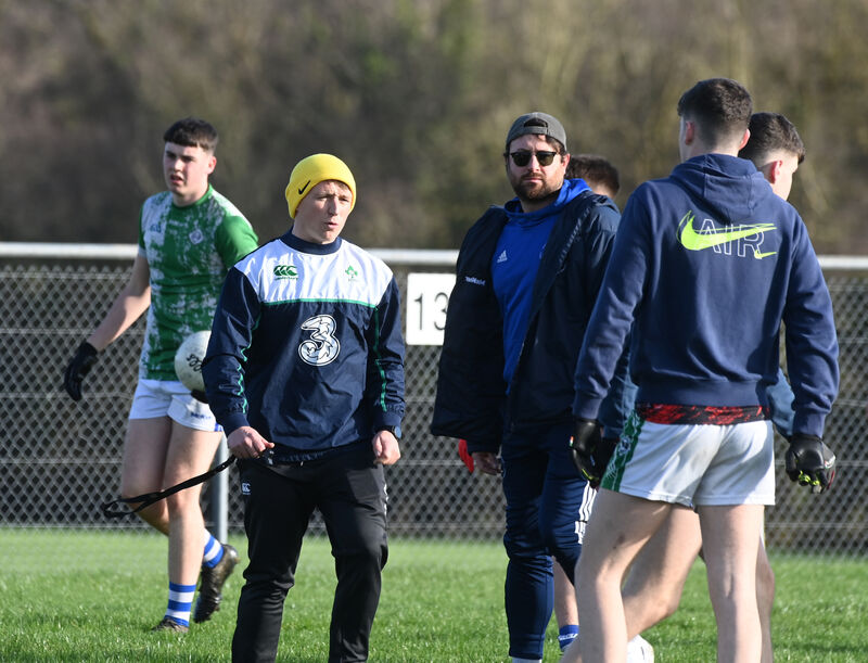 Coláiste Choilm Ballincollig manager Denis Keohane with coach Darren Farry. Picture: Larry Cummins Coláiste Choilm Ballincollig manager Denis Keohane with coach Darren Farry. Picture: Larry Cummins