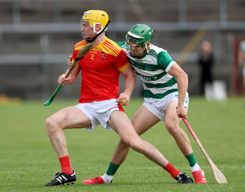 Valley Rovers' Eoghan Crowley challenges Bill Kingston of Mallow. Picture: Jim Coughlan Valley Rovers' Eoghan Crowley challenges Bill Kingston of Mallow. Picture: Jim Coughlan