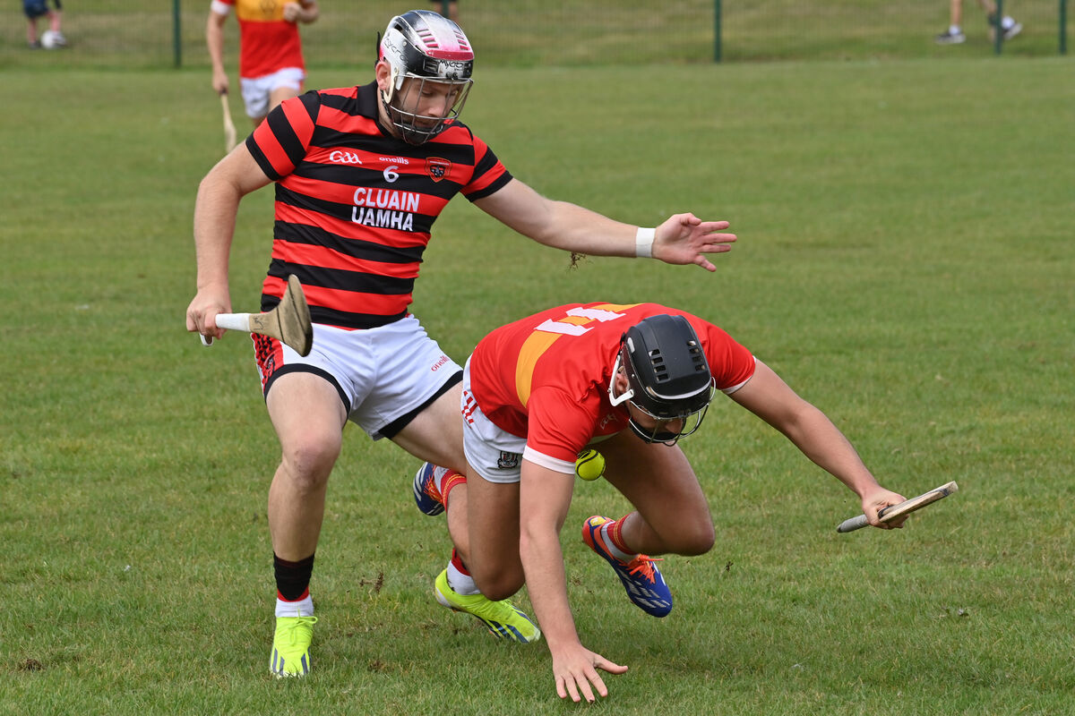 Paudie O'Sullivan, Cloyne, putting pressure on Dylan Foley of Éire Óg. Picture: Dan Linehan Paudie O'Sullivan, Cloyne, putting pressure on Dylan Foley of Éire Óg. Picture: Dan Linehan