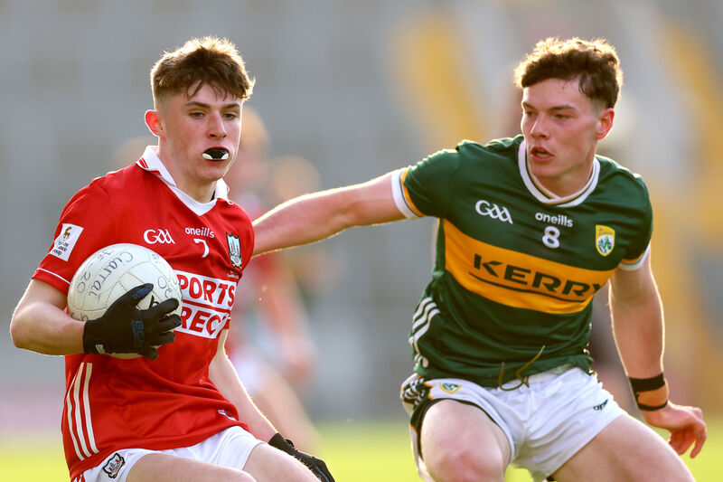 Cork’s Seán O'Leary and Eddie Healy of Kerry in action during the Munster U20 football final back in April. Picture: INPHO/James Crombie Cork’s Seán O'Leary and Eddie Healy of Kerry in action during the Munster U20 football final back in April. Picture: INPHO/James Crombie