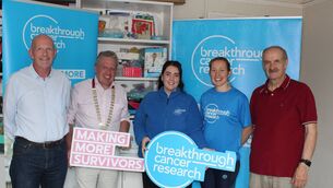 <p>Ken Smyth, Cork Athletics; Bill Allen, Race Director; Edel Twomey of Breathrough Cancer Research, Rena Buckley, Brand Ambassador of Breakthrough Cancer Research and Pat Walsh of Cork Athletics.</p>