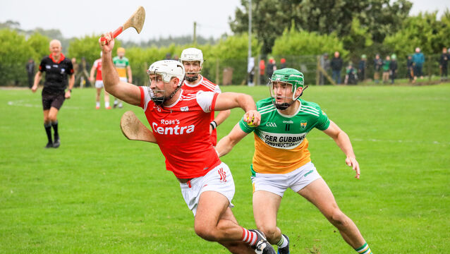 <p>Watergrasshill's Kevin O'Neill was outstanding against Bride Rovers, lording it at centre-back as he finished with two points from play. Picture: David Creedon</p>