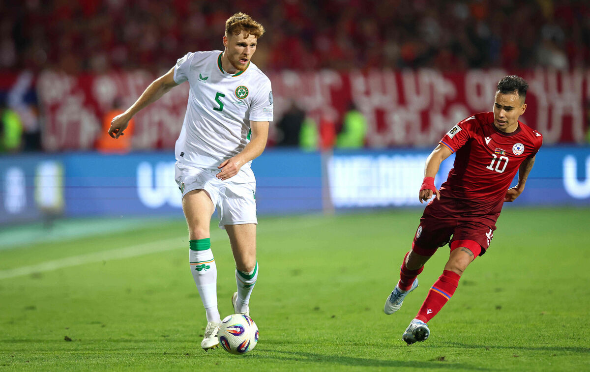 Ireland's Jake O'Brien and Armenia's Lucas Zelarayán Ireland's Jake O'Brien and Armenia's Lucas Zelarayán