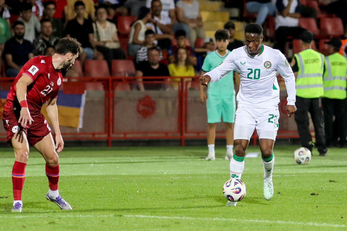 Ireland's Chiedozie Ogbene attempts to evade a tackle Ireland's Chiedozie Ogbene attempts to evade a tackle
