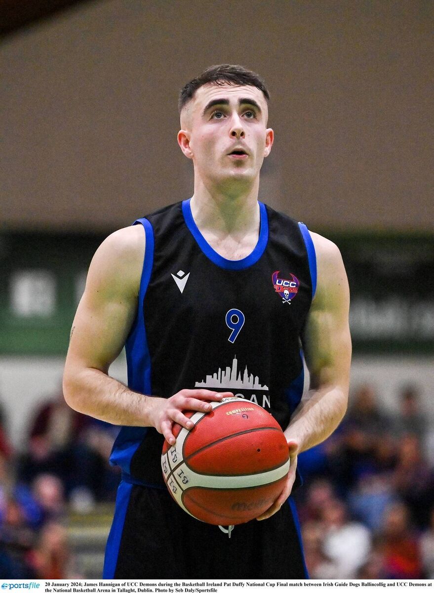 James Hannigan of UCC Demons during the Basketball Ireland Pat Duffy National Cup Final match between Irish Guide Dogs Ballincollig and UCC Demons at the National Basketball Arena in Tallaght, Dublin. Photo by Seb Daly/Sportsfile James Hannigan of UCC Demons during the Basketball Ireland Pat Duffy National Cup Final match between Irish Guide Dogs Ballincollig and UCC Demons at the National Basketball Arena in Tallaght, Dublin. Photo by Seb Daly/Sportsfile