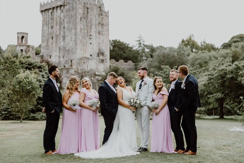 Tracey and Keith with their bridal party at Blarney Castle. 