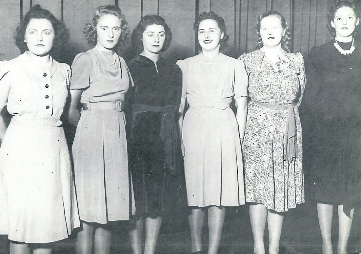 Evelyn Weller (right), the mother of Bob Geldof, with five other competitors who were selected Dawn Beauty contest winners at the Savoy Cinema in Cork - where Evelyn worked as a cashier - in 1940. The other ladies are, from left, V Hayes, G Gabriel, M Hegarty, G Sandler, Mrs Morris. The national competition was sponsored by Dawn Beauty products