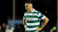 Aaron McEneff reacts to Drogheda's first goal 12/9/2025