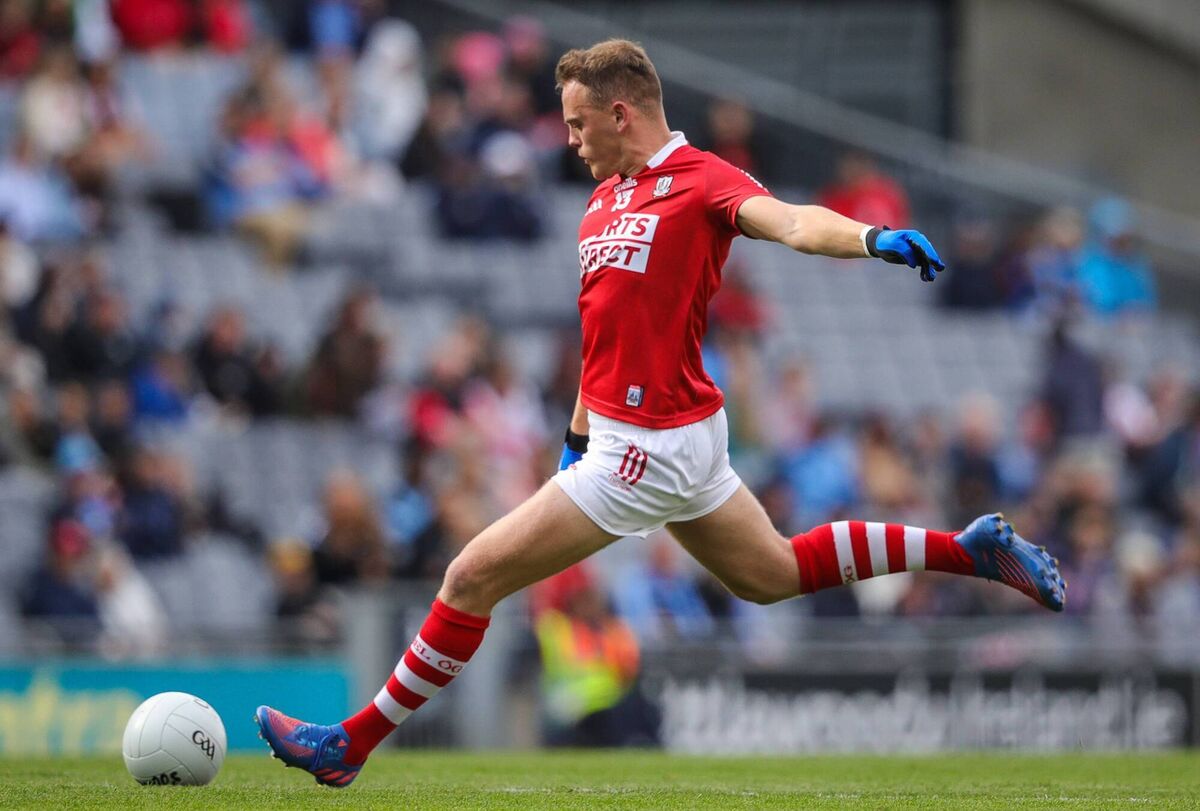 Cork’s Steven Sherlock kicks a free against Dublin in 2022. Picture: INPHO/Evan Treacy