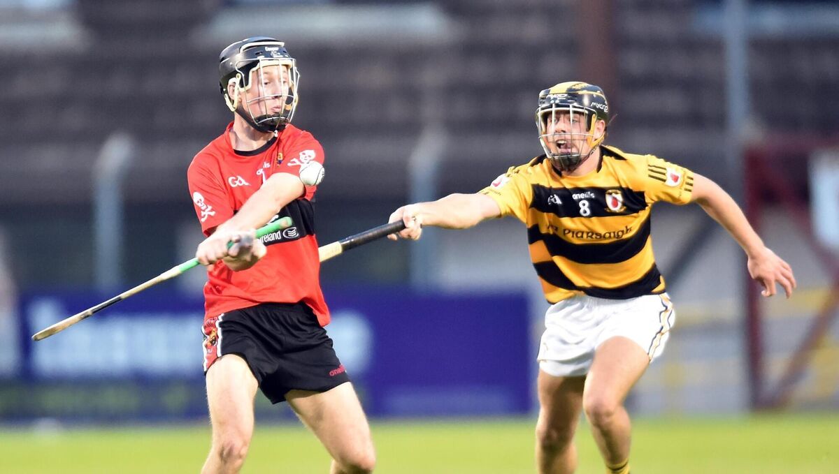 UCC's Shane Conway tries to get a shot away as Na Piarsaigh's Kelvin Forde closes in in 20202. Picture: Eddie O'Hare UCC's Shane Conway tries to get a shot away as Na Piarsaigh's Kelvin Forde closes in in 20202. Picture: Eddie O'Hare