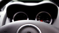 Picture shows the steering wheel of a Renault Sport Special in Central London.