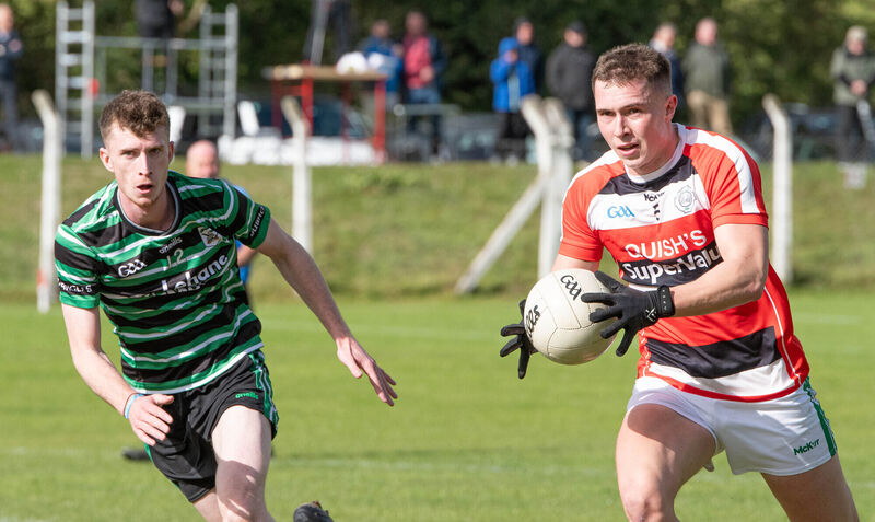 Ballincollig's Luke Fahy pulls away from Adam Cantwell of Douglas. Picture: Howard Crowdy