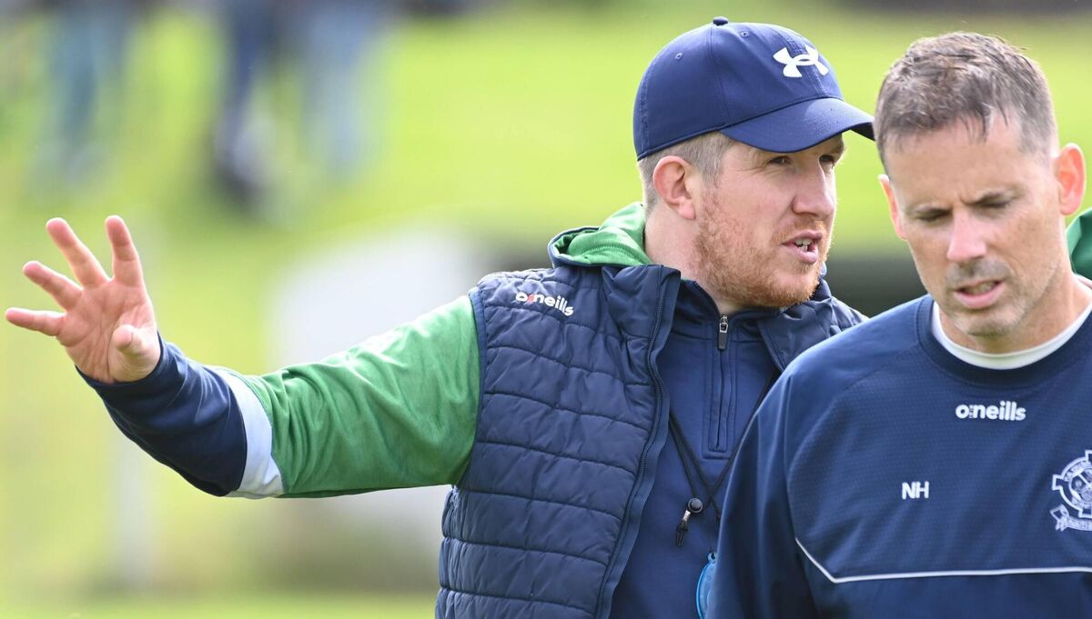 Dohenys manager Declan O'Dwyer with selector Niall Hurley during Sunday's McCarthy Insurance Group SAFC clash against O'Donovan Rossa at Drimoleague. Picture: Eddie O'Hare