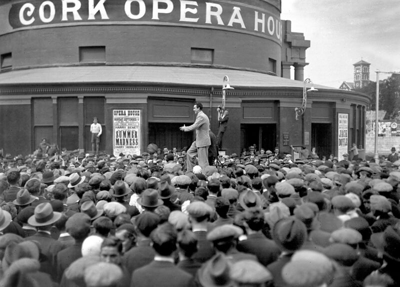 Jack Doyle entertains fans in Emmet Place who were unable to get tickets for his concert at Cork Opera House.