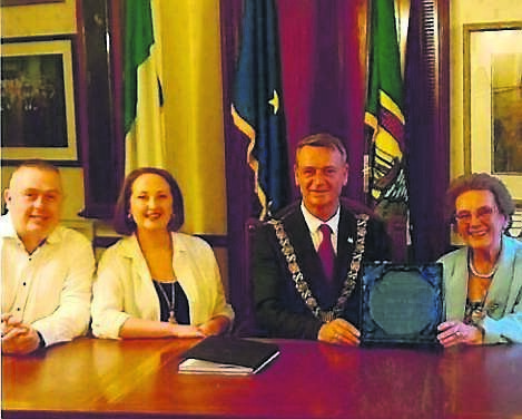 Mary Foley received an award from the Lord Mayor of Cork, Cllr Fergal Dennehy, acknowledging 35 years of voluntary work with Newbury House and Mayfield CDP. Mary Foley received an award from the Lord Mayor of Cork, Cllr Fergal Dennehy, acknowledging 35 years of voluntary work with Newbury House and Mayfield CDP.
