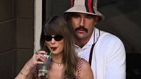 Flushing NY, USA. 08th Sep, 2024. Taylor Swift and Travis Kelce are seen watching Jannik Sinner Vs Taylor Fritz during the men's