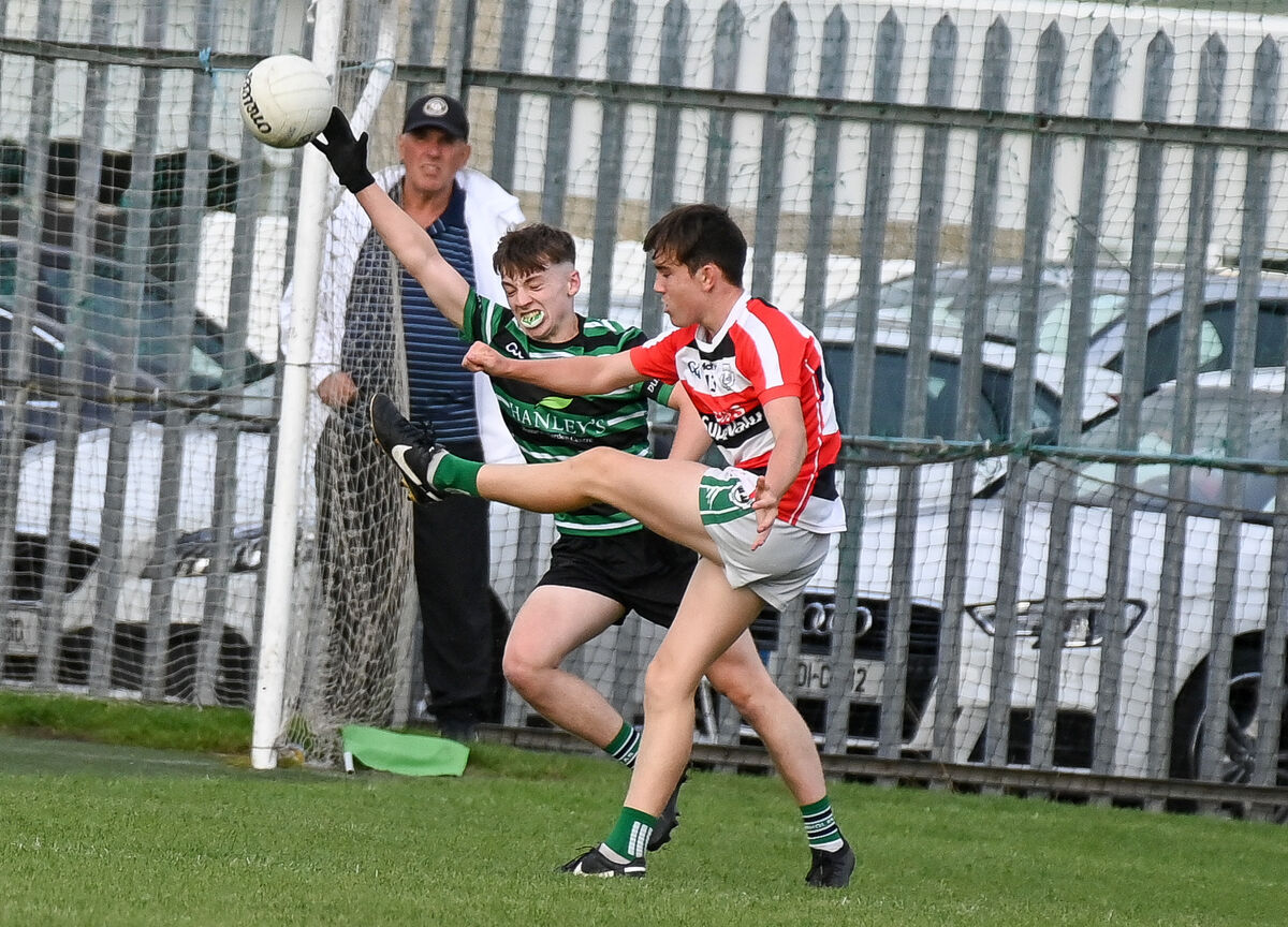  Ballincollig's Danny Miskella scores a point under pressure from Douglas' Joe Mouret in 2023. Picture: David Keane