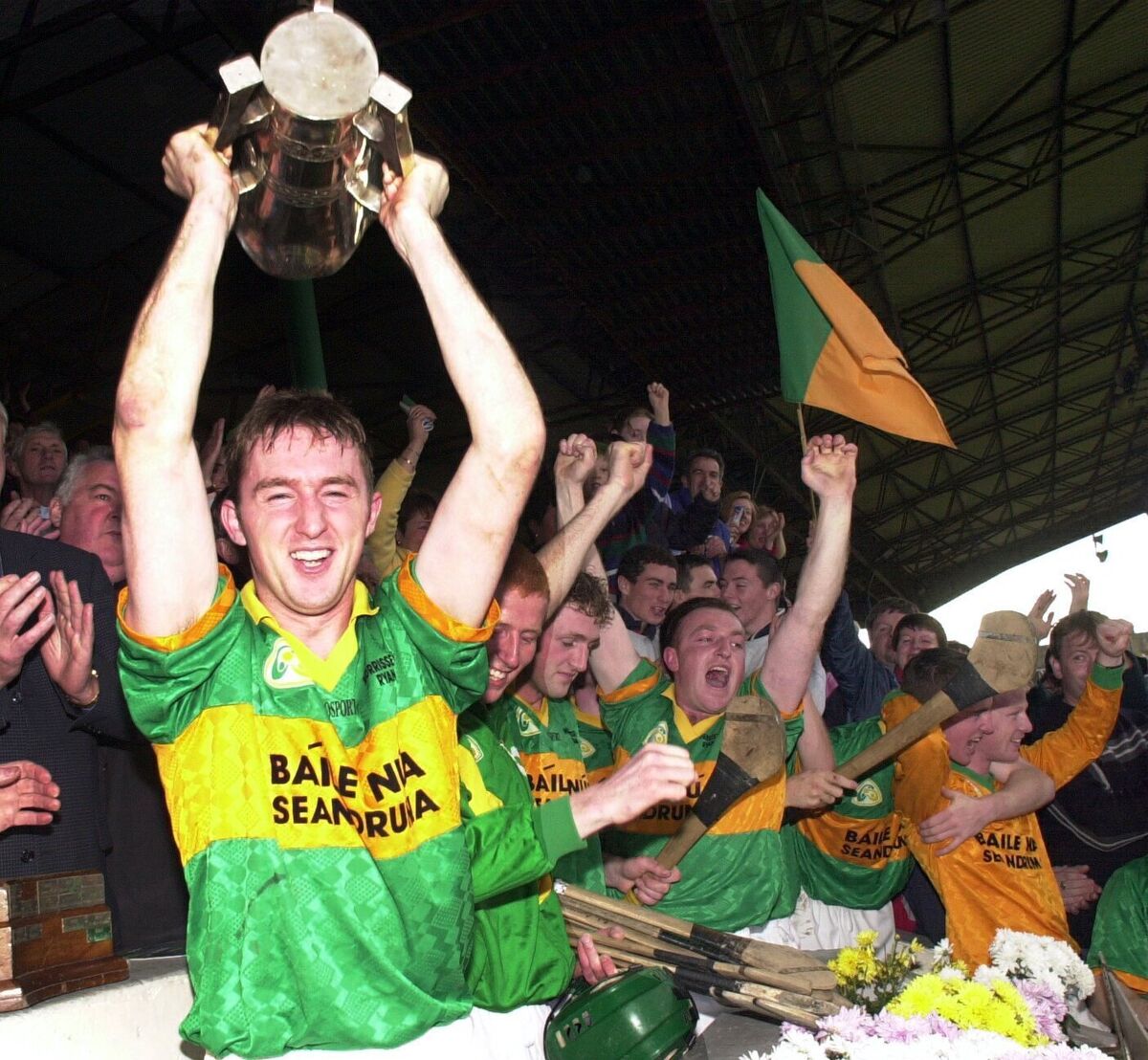 Newtownshandrum captain Donal Mulcahy raises the trophy in 2000. Picture: Eddie O'Hare