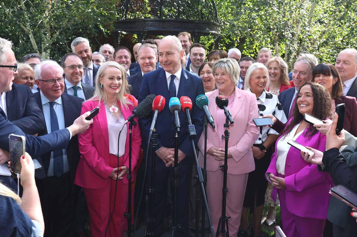 Taoiseach, Micheal Martin answers a question from The Echo reporter Donal O'Keeffe at the Fianna Fáil parliamentary party think-in at the Rochestown Park Hotel. Picture: Damien Eagers Photography 