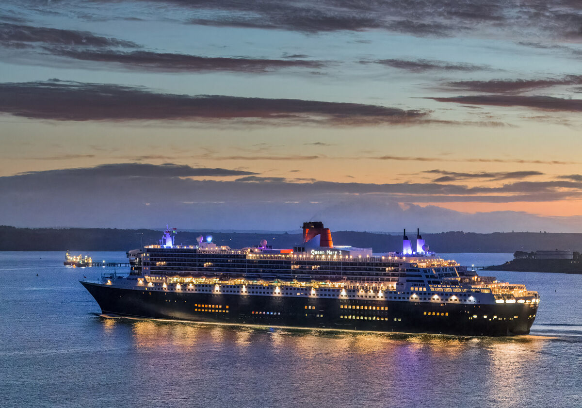 Cunard cruise ship Queen Mary 2 passing the inner harbour while on her way for a day visit to Cobh, Co Cork.	Picture: David Creedon
                    