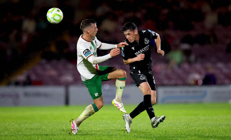 Cork City's Evan McLaughlin and Cory O'Sullivan of Shamrock Rovers in action. Picture: INPHO/Ryan Byrne