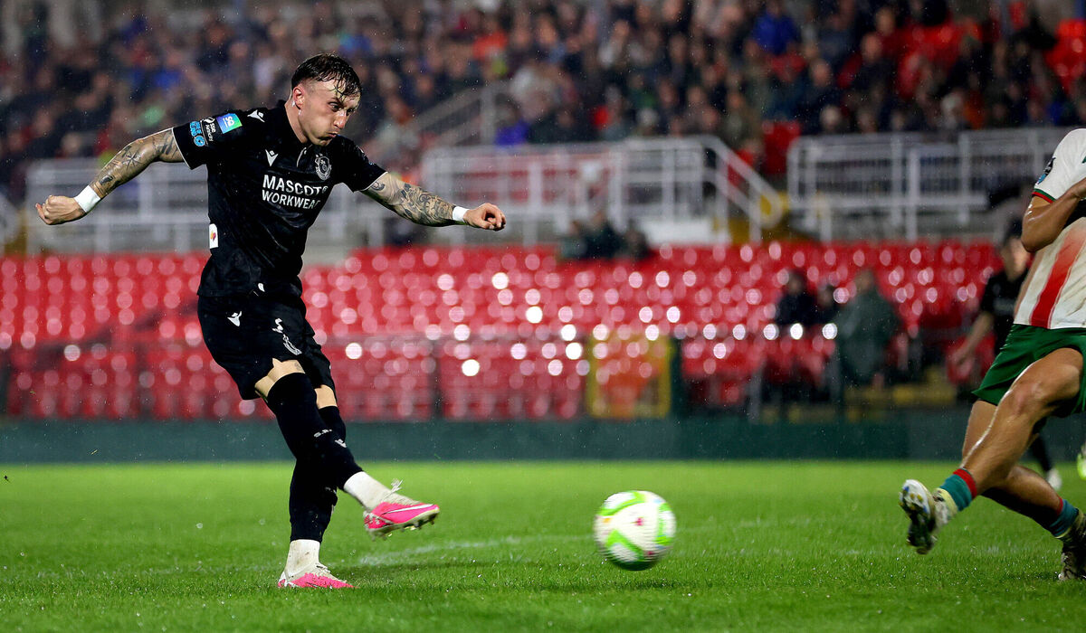 Rovers’ Danny Grant scores against Cork City. Picture: INPHO/Ryan Byrne Rovers’ Danny Grant scores against Cork City. Picture: INPHO/Ryan Byrne