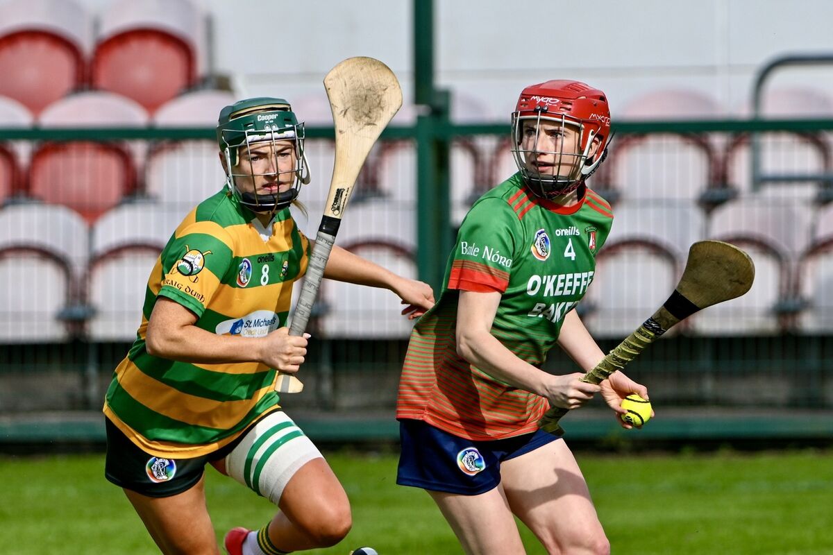 Ballinora’s Judy Murphy looks for an opening as she is chased by Blackrock’s Cliona O’Callaghan. Picture: Chani Anderson