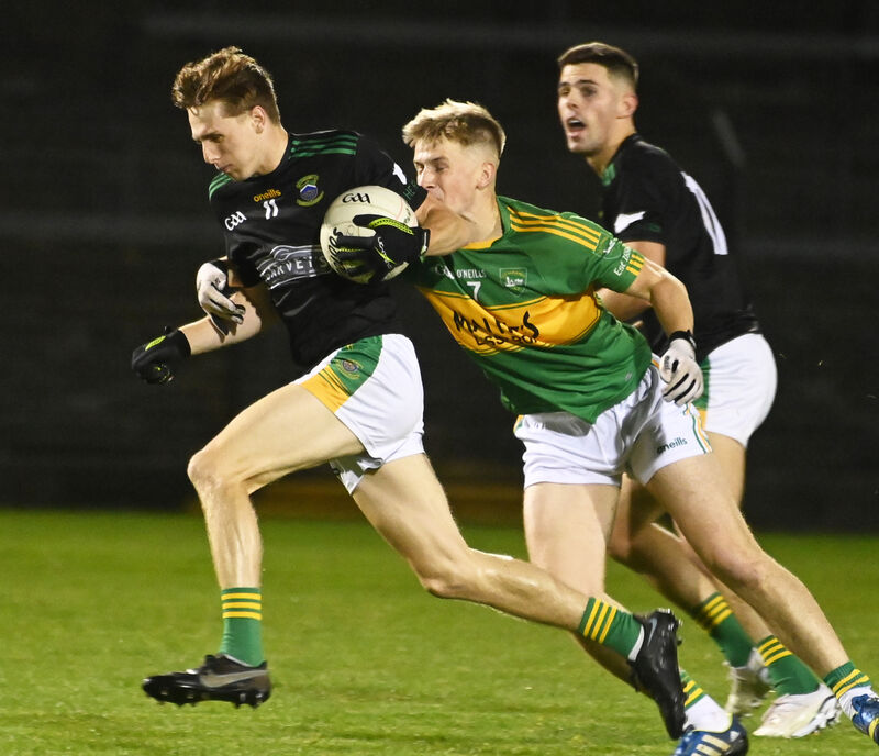 Cobh's Nathan O'Connell bursting pass Kilmurry's Tomás Collins two years ago. Picture: Eddie O'Hare