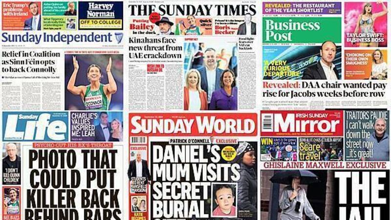 What the papers say: Sunday's front pages What the papers say: Sunday's front pages