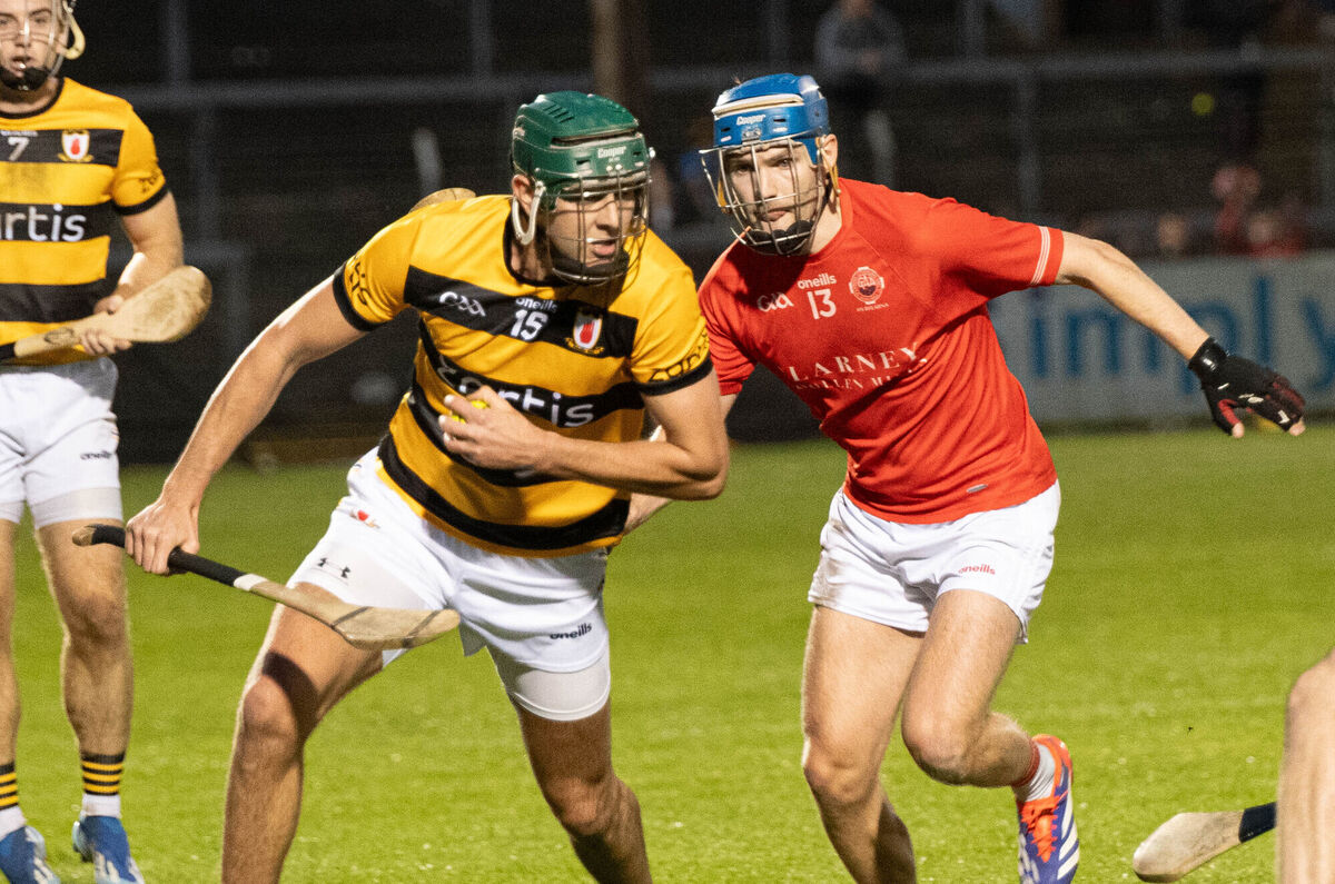 Na Piarsaigh's Luke Sheehan holds onto the sliotar as he is chased down by Blarney's Shane Mulcahy during the SAHC quarter final match in Pairc Ui Rinn. Picture: Howard Crowdy Na Piarsaigh's Luke Sheehan holds onto the sliotar as he is chased down by Blarney's Shane Mulcahy during the SAHC quarter final match in Pairc Ui Rinn. Picture: Howard Crowdy