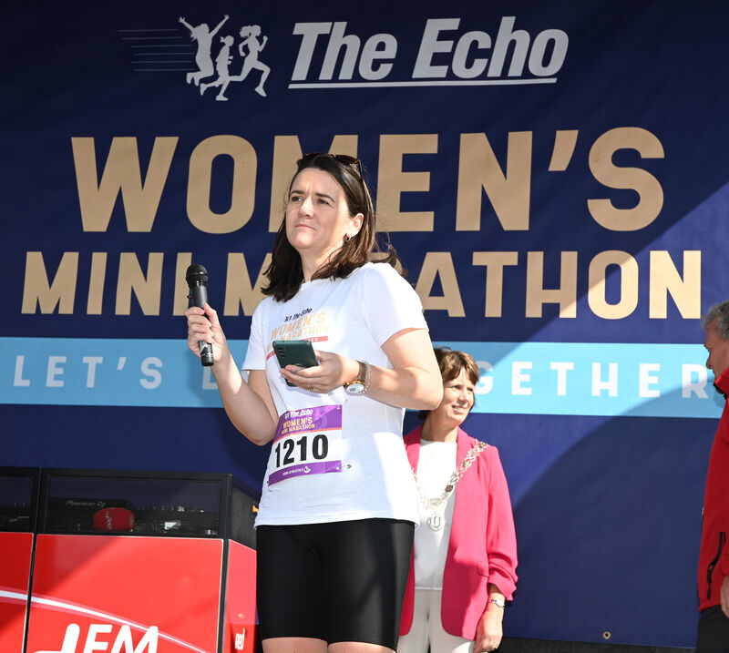 Karen O'Donoghue, managing director The Echo and Irish Examiner speaking at the start of The Echo Women's Mini Marathon. Picture; Eddie O'Hare