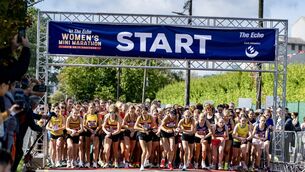 <p>Elite athletes lined up on the starting blocks of the 2025 Echo Women’s Mini Marathon. Picture Chani Anderson</p>