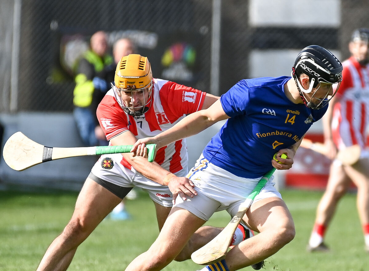  St Finbarr's Jack O'Kelly is tackled by Imokilly's John Cronin during their Premier SHC quarter-final at Midleton. Picture: David Keane.