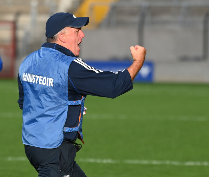 Castlehaven manager James McCarthy celebrates after defeating St Finbarr's in 2023. Picture: Eddie O'Hare